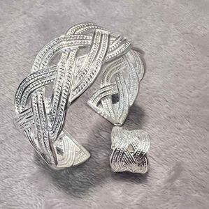 Elegant 925 Silver Braided Jewelry Set